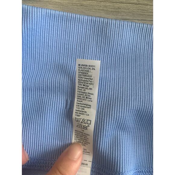 Athleta Women's Seamless Ribbed Shorts Stretch High Waist Sky Blue Size XL - Picture 4 of 5